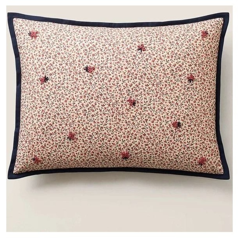Ralph Lauren‎ Maye 15x20 Throw Pillow Cream Floral Embroidered Shabby Chic NEW